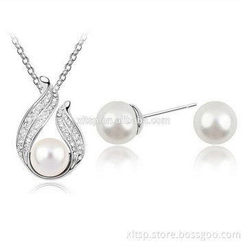 Feast Jewelry set White pearl Cubic zirconia Necklace Earring, Fashion Jewelry For Women